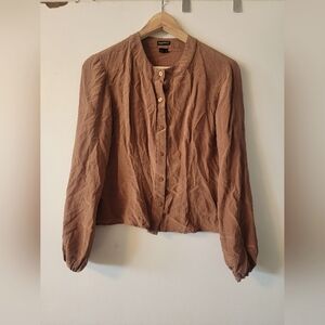 Collarless Button Up Blouse